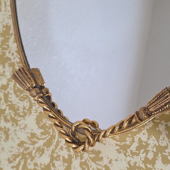 Vintage Oval Mirror vanity Tray golden color Heavy Metal - Picture 6 of 12